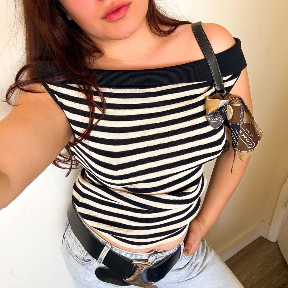 vintage off the shoulder striped top size medium